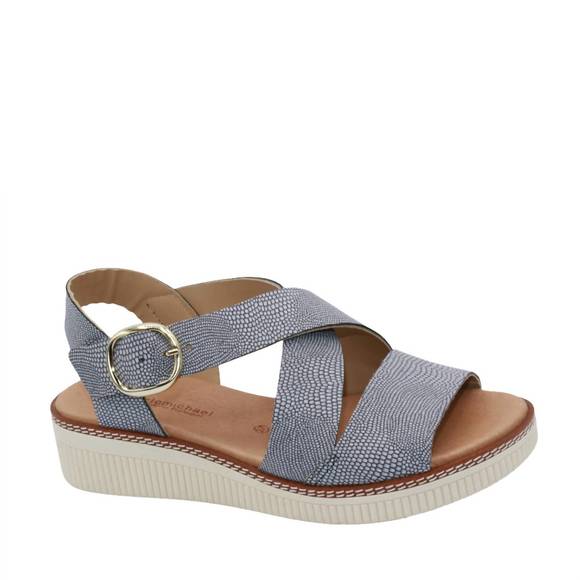 NEW ERIC MICHAEL women's khloe leather sandals in navy - Picture 1 of 8